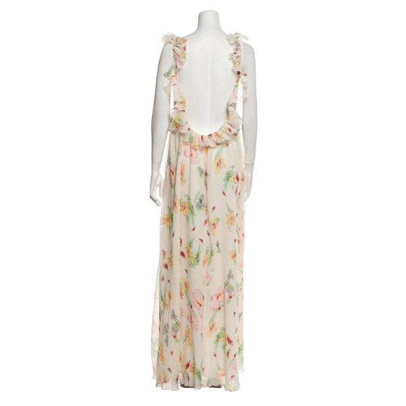NWT! For Love & Lemons L Romantic Abby Floral Maxi Dress Backless Ruffle Cream - Picture 8 of 11